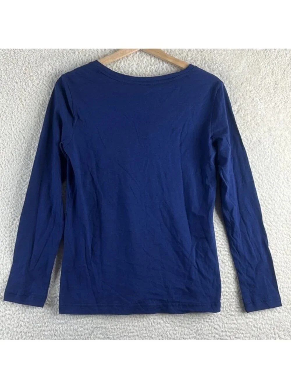 NWT Charter Club Womens Navy Cotton V-Neck Long Sleeve Pajama Top L LARGE